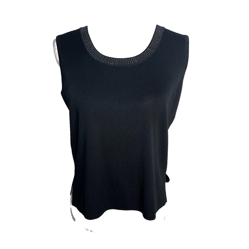 Ming Wang S silver-tone rhinestone embellish Scoop Neckline Sleeveless Evening